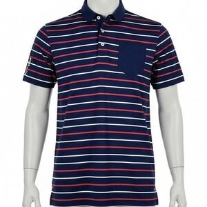 RLX Ralph Lauren Performance Golf Polo Red White Blue Striped Men's Size Large